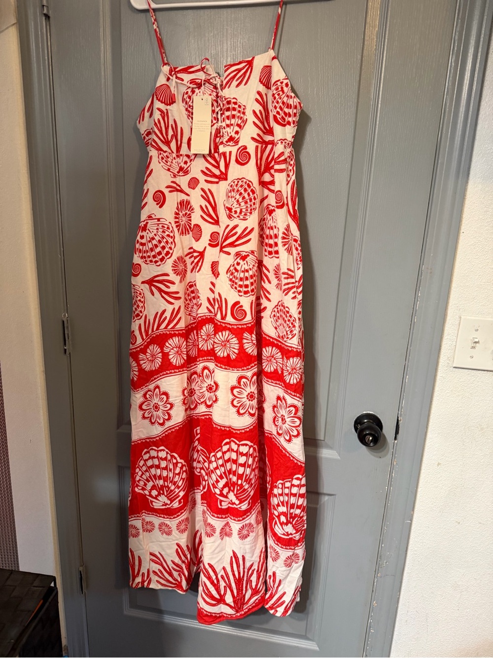 Calypso St. Barth Red and White Midi Dress